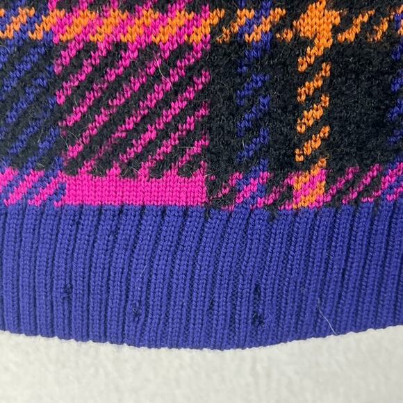 Yves Saint Laurent Coat Jacket Rive Gauche Tartan Lambswool Purple Wood Button - Picture 11 of 14